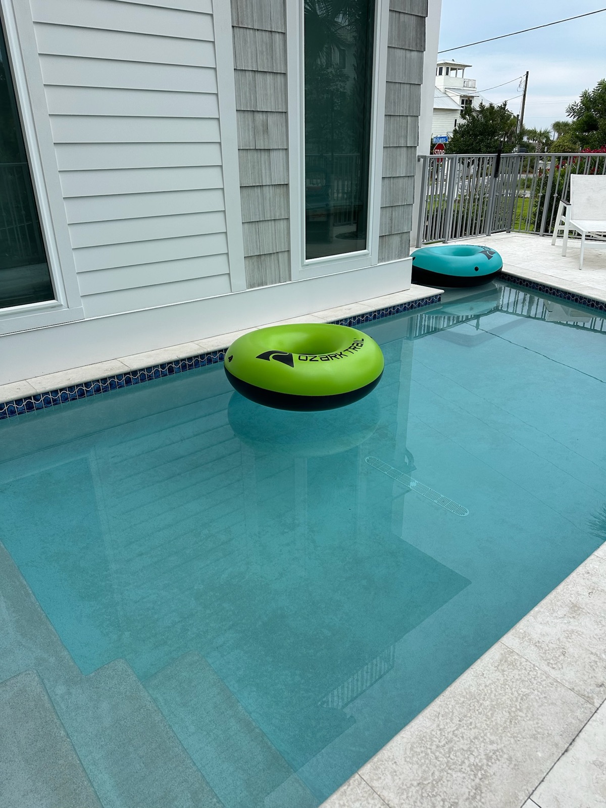 Balanced clear pool water at a Destin beach home maintained by WittCo Pools